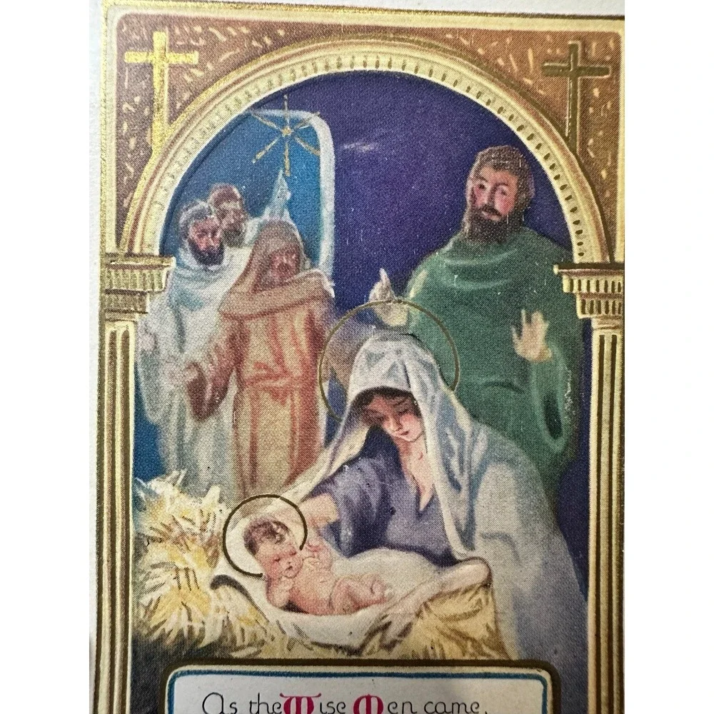 Vintage 1930's Christmas Postcard Nativity Scene
